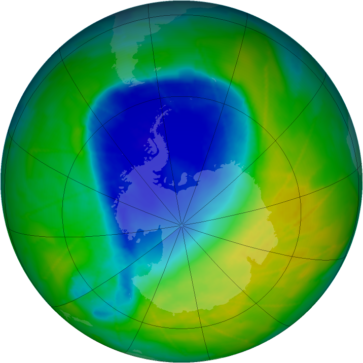 Antarctic ozone map for 17 November 2009